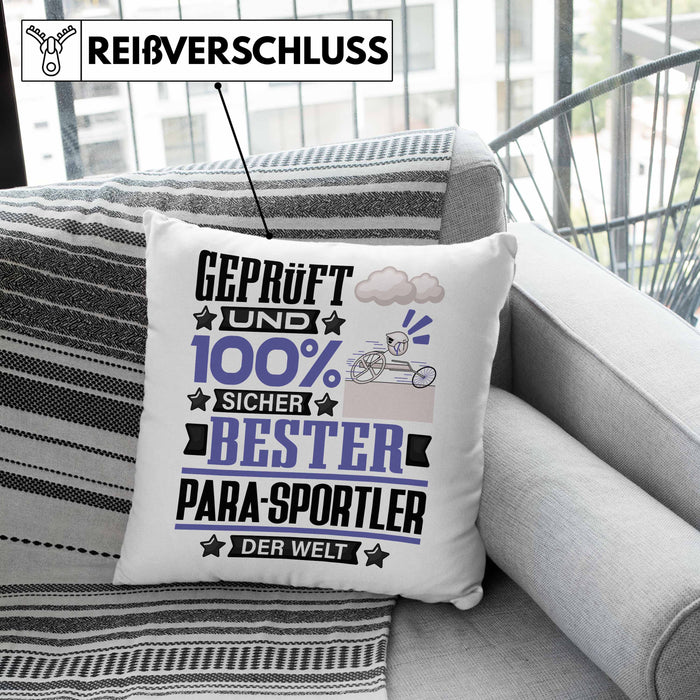 Para-Sportler Geschenk Lustiger Spruch für Para-Sportler Geschenkidee Bester Para-Sportler Der WeltKissen mit Füllung 40x40 (Grau) Grau Trendation