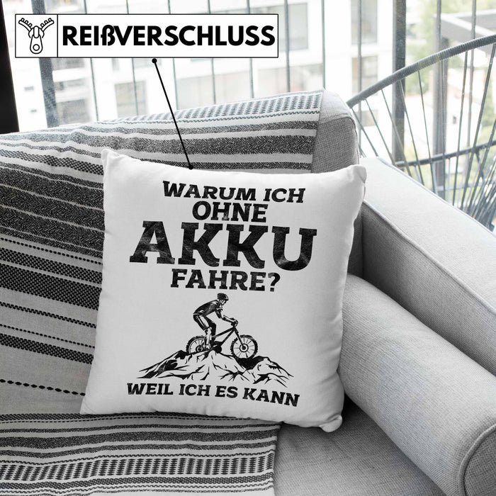 Lustige Geschenkidee Radfahrer Kissen mit Füllung 40x40 Anti-E-Bike Spruch (Grau) Grau Trendation