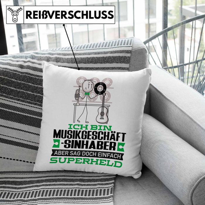 Musikgeschäftsinhaber Geschenk Kissen mit Füllung 40x40 Ich Bin Musikgeschäftsinhaber Aber Sag Doch Einfach Superheld Lustige Geschenkdiee für Musikgeschäftsinhaber (Grau) Grau Trendation
