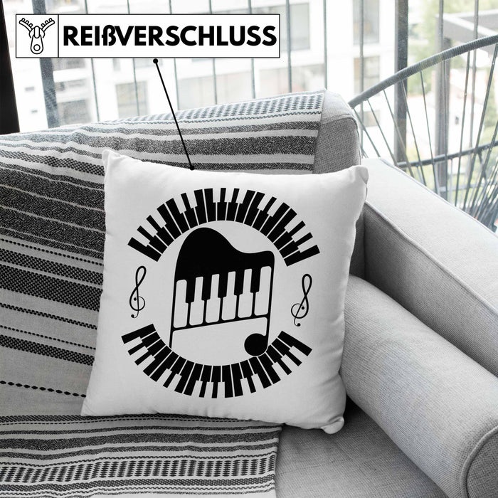 Piano-Spieler Kissen mit Füllung 40x40 Geschenk Klavier Geschenkidee Flügel Musiker Klavier Klavier-Spieler (Grau) Blau Trendation