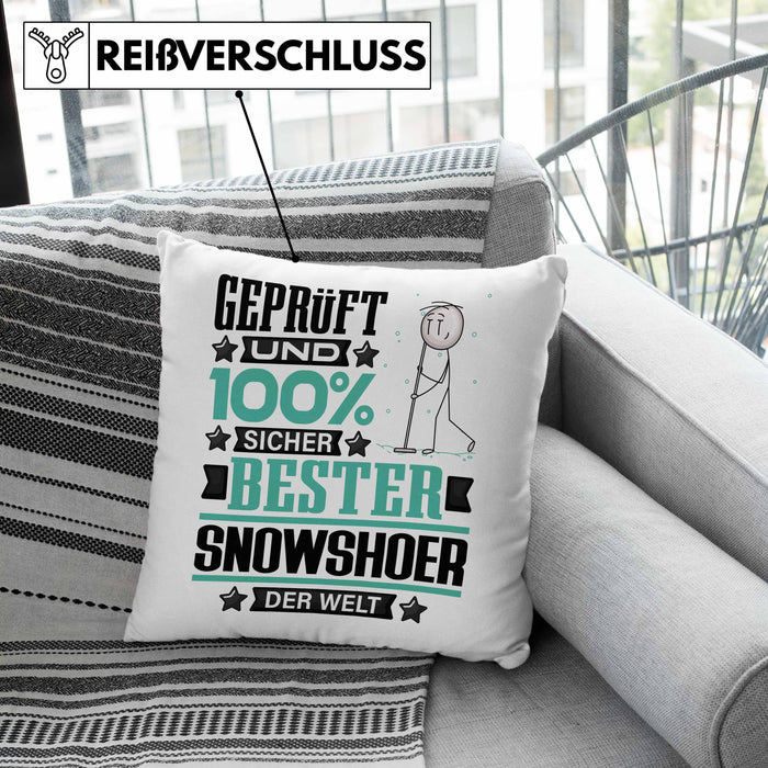 Snowshoer Geschenk Lustiger Spruch für Snowshoer Geschenkidee Bester Snowshoer Der WeltKissen mit Füllung 40x40 (Grau) Grün Trendation