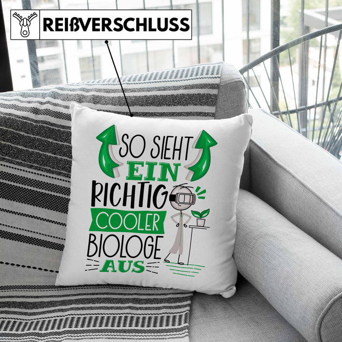 Biologe Kissen mit Füllung 40x40 Geschenk So Sieht Ein RIchtig Cooler Biologe Aus Geschenkidee Lustiger Spruch Geburtstag Biologie Student (Grau) Grau Trendation