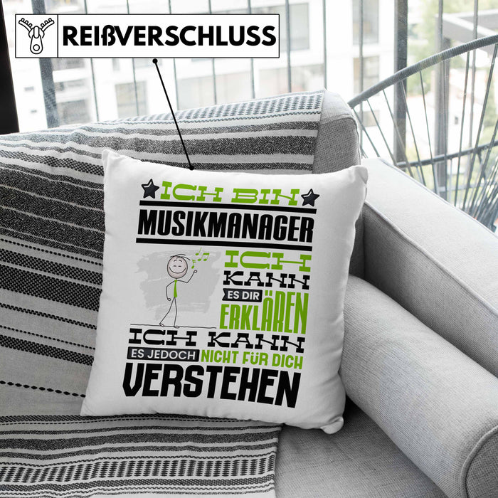 Musikmanager Geschenk Kissen mit Füllung 40x40 Geschenkidee für Musikmanager Geburtstag Lustig Ich Bin Musikmanager Ich Kann Es Dir Erklären Aber Nicht Für Dich Verstehen (Grau) Grün Trendation