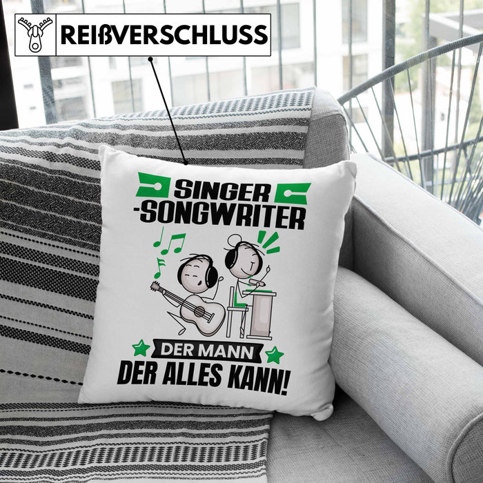 Singer-Songwriter Kissen mit Füllung 40x40 Geschenk für Singer-Songwriter Der Mann Der Alles Kann Geschenkidee zum Geburtstag (Grau) Grün Trendation