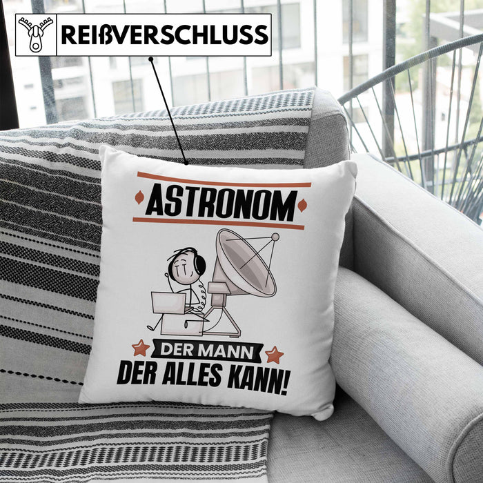 Astronom Kissen mit Füllung 40x40 Geschenk für Astronom Der Mann Der Alles Kann Geschenkidee zum Geburtstag (Grau) Blau Trendation