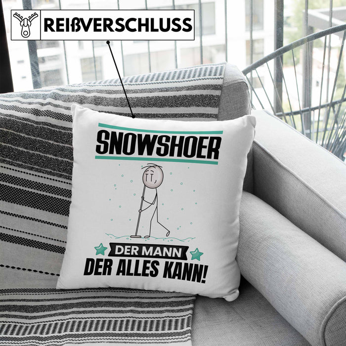Snowshoer Kissen mit Füllung 40x40 Geschenk für Snowshoer Der Mann Der Alles Kann Geschenkidee zum Geburtstag (Grau) Blau Trendation