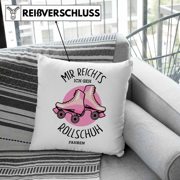 Lustige Rollschuh-Kissen mit Füllung 40x40 Geschenk für Rollschuhfahrerinnen Mir Reichts (Grau) Grau Trendation