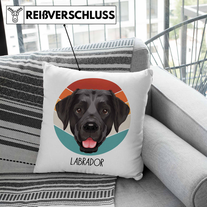 Labrador Besitzer Kissen mit Füllung 40x40 Geschenk Lustiger Spruch Geschenkidee Labrador Mama Papa (Grau) Grau Trendation