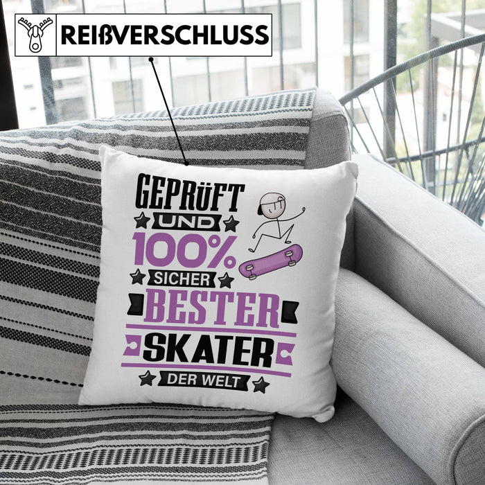 Skater Geschenk Lustiger Spruch für Skater Geschenkidee Bester Skater Der WeltKissen mit Füllung 40x40 (Grau) Rosa Trendation