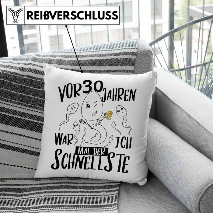 30er Geburtstag Kissen mit Füllung 40x40 Geschenk Mann Männer vor 30 Jahren War Ich Mal Der Schnellste (Grau) Rosa Trendation