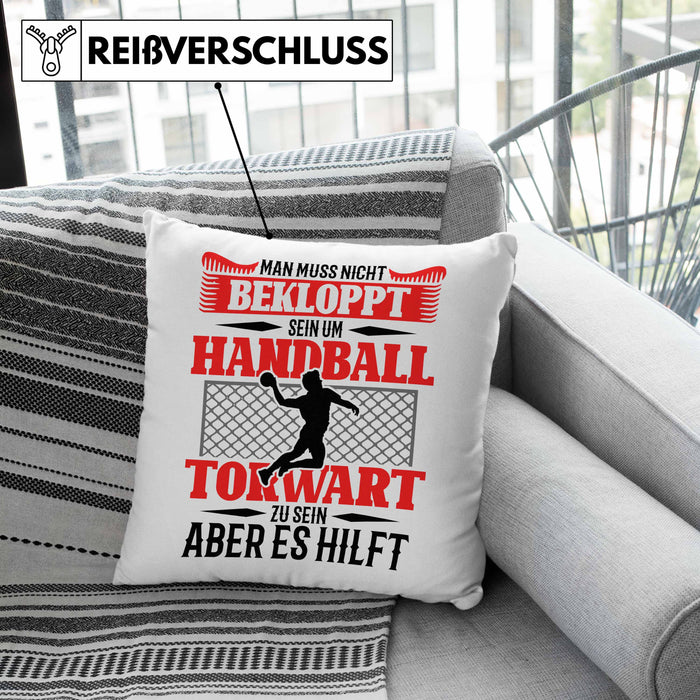 Lustige Kissen mit Füllung 40x40 für Handball Torhüter Torwart Geschenk Spruch Geschenkidee Handballtorwart (Grau) Grün Trendation