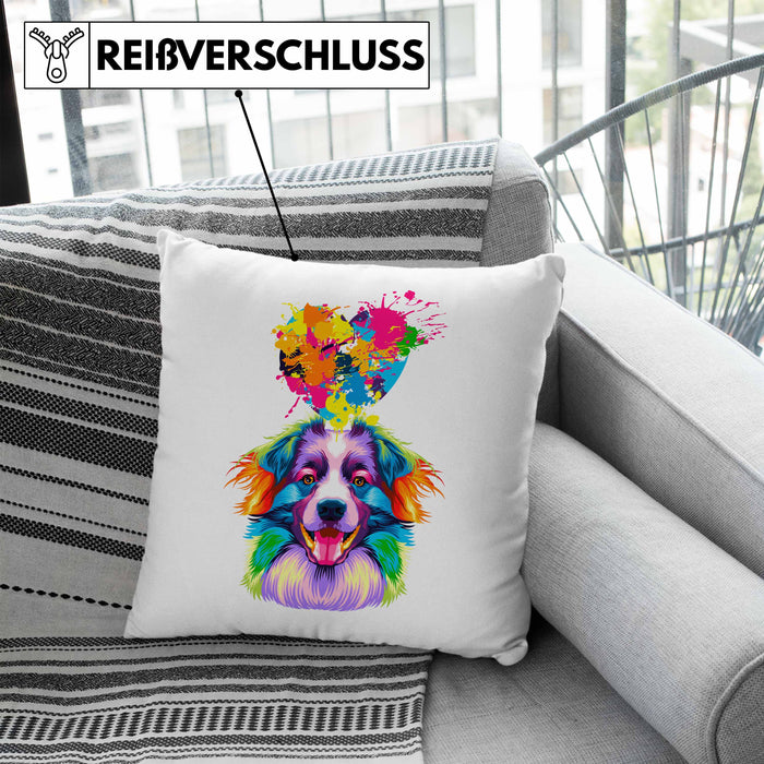 Border Collies Herz Farbe Besitzer Kissen mit Füllung 40x40 Geschenk Lustiger Spruch Geschenkidee Border Collies Liebhaber (Grau) Blau Trendation