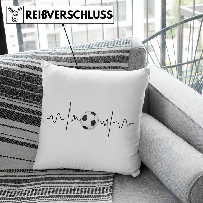 Fußballer Herzschlag Kissen mit Füllung 40x40 Geschenk für Fußballspieler Geschenkidee (Grau) Grün Trendation