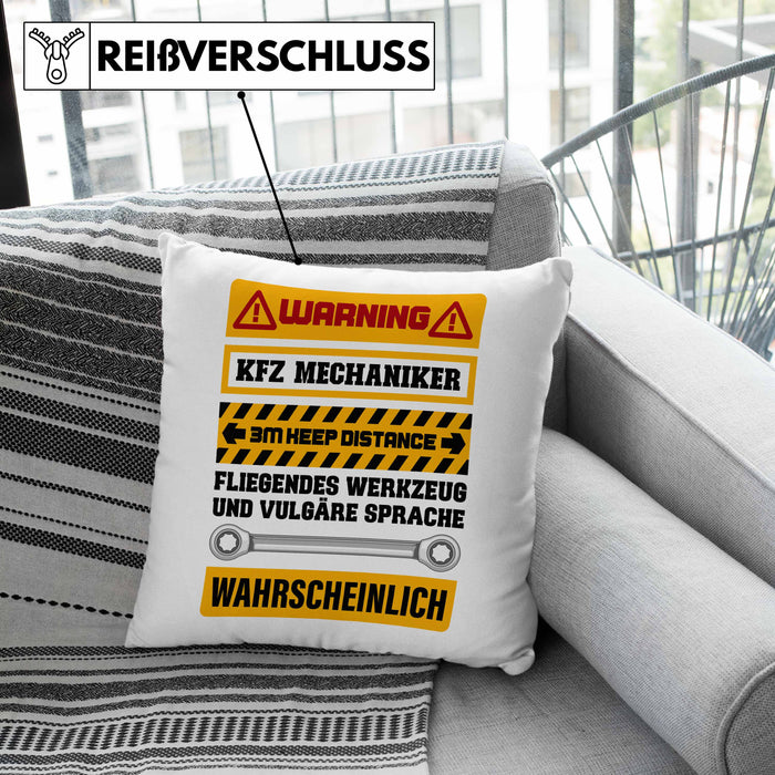 KFZ Mechaniker Kissen mit Füllung 40x40 Geschenk Lustig Spruch Geschenkidee Mechaniker Lustig (Grau) Grau Trendation