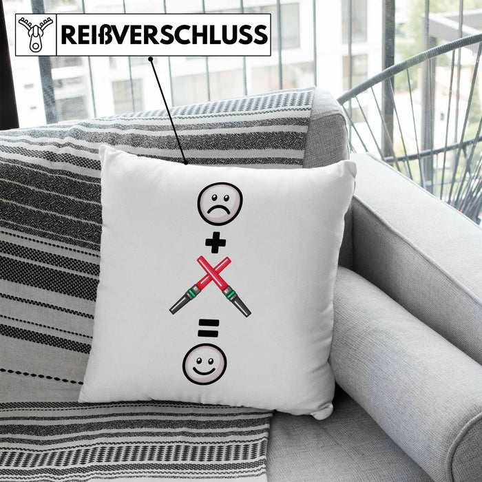 Fluglotse Kissen mit Füllung 40x40 Geschenk für Fluglotsen Lustige Geschenkidee :( + Fluglotse = :) Geburtstag (Grau) Blau Trendation
