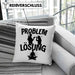 Yoga Kissen mit Füllung 40x40 Geschenk für Yogalehrer Männer Geschenkidee Problem und Lösung Yoga (Grau) Blau Trendation