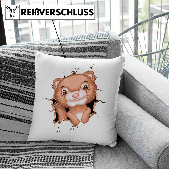 Otter 3D Grafik Kissen mit Füllung 40x40 Lustige Geschenkdidee Otter-Liebhaber (Grau) Rosa Trendation