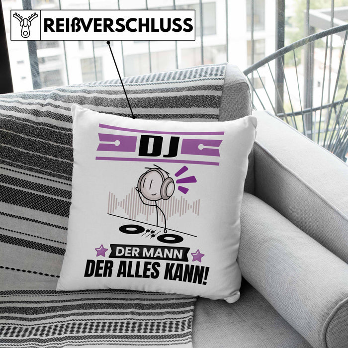 DJ Kissen mit Füllung 40x40 Geschenk für DJ Der Mann Der Alles Kann Geschenkidee zum Geburtstag (Grau) Grün Trendation