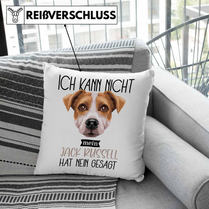 Jack Russell Besitzer Kissen mit Füllung 40x40 Geschenk Lustiger Spruch Geschenkidee Ich Kann Nicht Mein Jack Russell Hat Nein Gesagt (Grau) Grün Trendation
