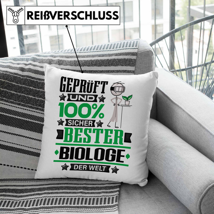 Biologe Geschenk Lustiger Spruch für Biologe Geschenkidee Bester Biologe Der WeltKissen mit Füllung 40x40 (Grau) Rosa Trendation