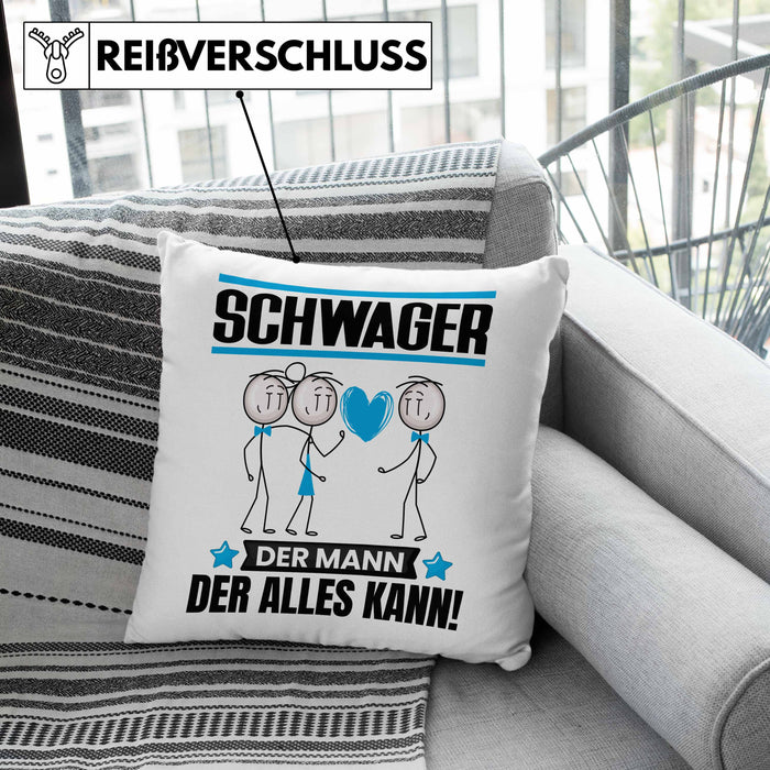 Schwager Kissen mit Füllung 40x40 Geschenk für Schwager Der Mann Der Alles Kann Geschenkidee zum Geburtstag (Grau) Rosa Trendation