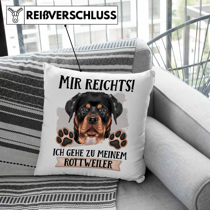 Rottweiler Besitzer Kissen mit Füllung 40x40 Geschenk Lustiger Spruch Geschenkidee Mir Reichts Ich Geh Zu Meinem Rottweiler (Grau) Grün Trendation