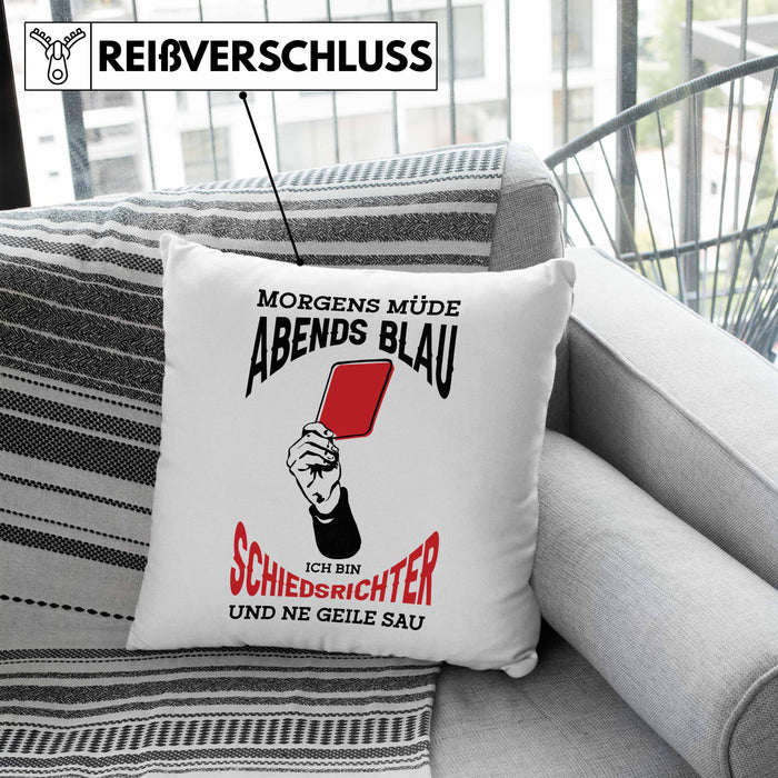 Schiedsrichter Kissen mit Füllung 40x40 Geschenk für Schiedsrichter mit Spruch (Grau) Blau Trendation