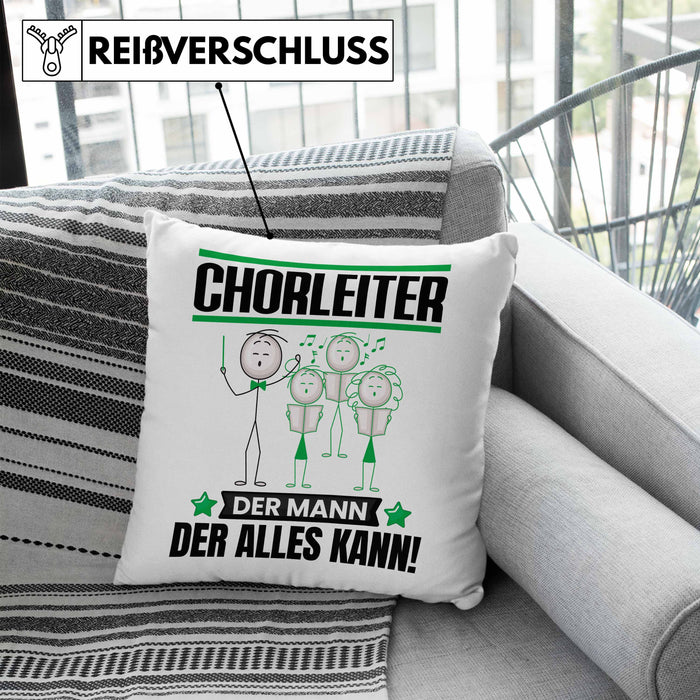 Chorleiter Kissen mit Füllung 40x40 Geschenk für Chorleiter Der Mann Der Alles Kann Geschenkidee zum Geburtstag (Grau) Blau Trendation