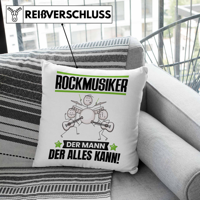Rockmusiker Kissen mit Füllung 40x40 Geschenk für Rockmusiker Der Mann Der Alles Kann Geschenkidee zum Geburtstag (Grau) Grau Trendation