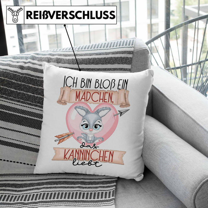 Kaninchen Kissen mit Füllung 40x40 Geschenk Frauen Ich Bin Bloß Ein Mädchen Das Kaninchen Liebt Hasen Kaninchen-Liebhaberin Geschenk Spruch Geburtstag (Grau) Grün Trendation