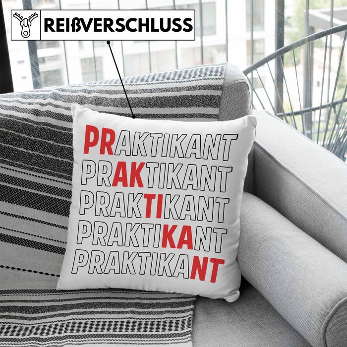 Praktikant Kissen mit Füllung 40x40 Geschenk Lustiger Spruch (Grau) Blau Trendation