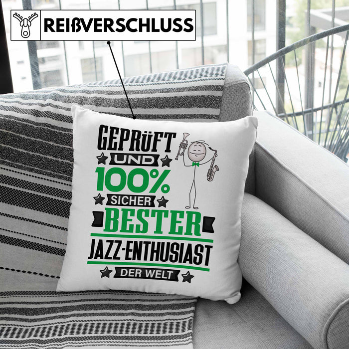 Jazz-Enthusiast Geschenk Lustiger Spruch für Jazz-Enthusiast Geschenkidee Bester Jazz-Enthusiast Der WeltKissen mit Füllung 40x40 (Grau) Grau Trendation