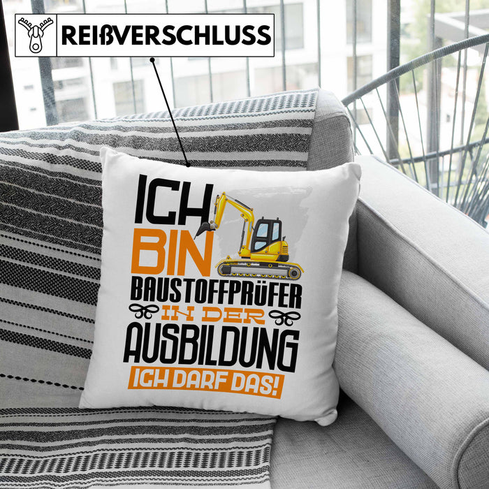 Baustoffprüfer Ausbildung Kissen mit Füllung 40x40 Geschenk Ich Bin Baustoffprüfer In Der Ausbildung Ich Darf Das Geschenkidee Spruch (Grau) Grün Trendation
