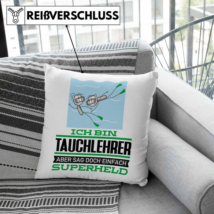 Tauchlehrer Geschenk Kissen mit Füllung 40x40 Ich Bin Tauchlehrer Aber Sag Doch Einfach Superheld Lustige Geschenkdiee für Tauchlehrer (Grau) Rosa Trendation