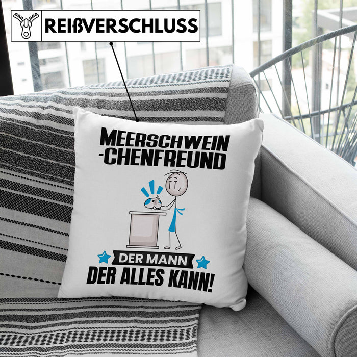 Meerschweinchenfreund Kissen mit Füllung 40x40 Geschenk für Meerschweinchenfreund Der Mann Der Alles Kann Geschenkidee zum Geburtstag (Grau) Rosa Trendation