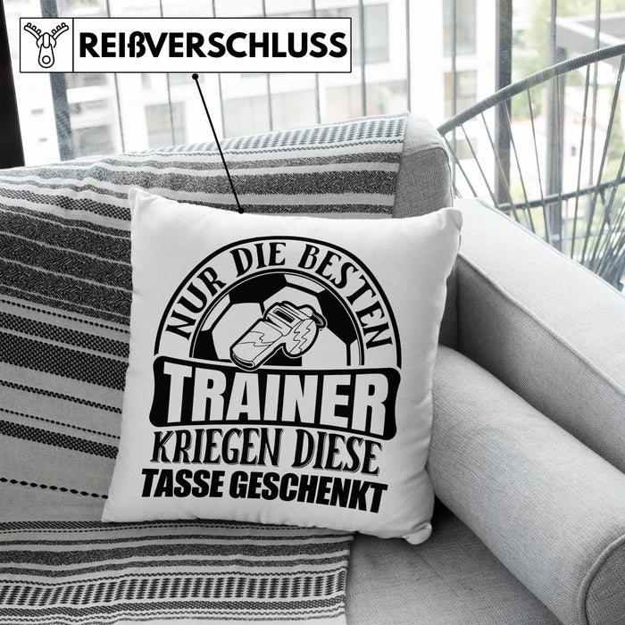 Trainer Geschenk Kissen mit Füllung 40x40 Nur Die Besten Trainer Kriegen Diese Kissen mit Füllung 40x40 Geschenkt Fußball Basketball Eis-Hockey Trainer Geschenkidee (Grau) Blau Trendation