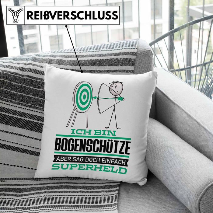 Bogenschütze Geschenk Kissen mit Füllung 40x40 Ich Bin Bogenschütze Aber Sag Doch Einfach Superheld Lustige Geschenkdiee für Bogenschütze (Grau) Grau Trendation