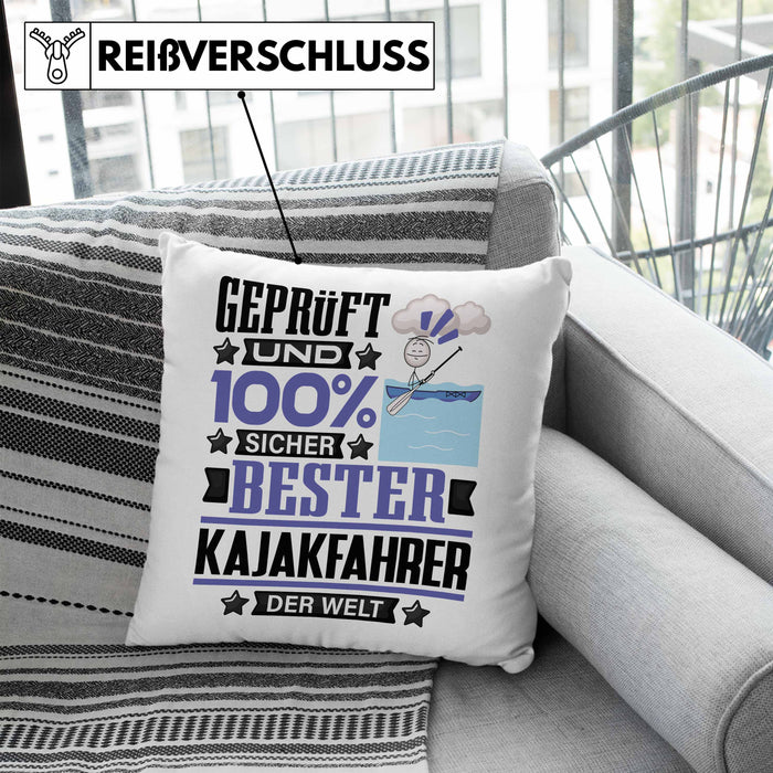 Kajakfahrer Geschenk Lustiger Spruch für Kajakfahrer Geschenkidee Bester Kajakfahrer Der WeltKissen mit Füllung 40x40 (Grau) Blau Trendation