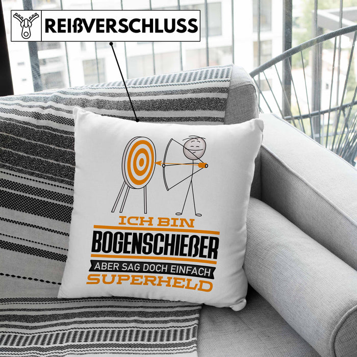 Bogenschießer Geschenk Kissen mit Füllung 40x40 Ich Bin Bogenschießer Aber Sag Doch Einfach Superheld Lustige Geschenkdiee für Bogenschießer (Grau) Grau Trendation
