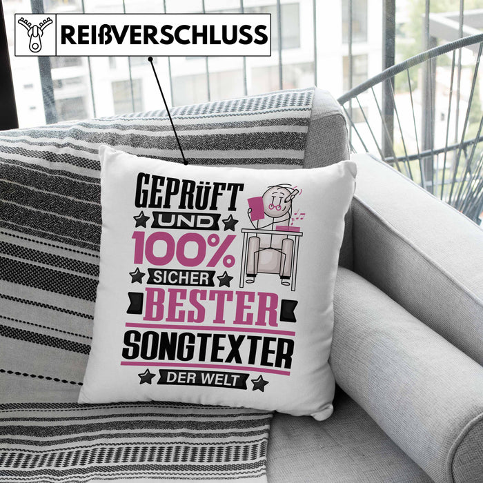 Songtexter Geschenk Lustiger Spruch für Songtexter Geschenkidee Bester Songtexter Der WeltKissen mit Füllung 40x40 (Grau) Grau Trendation