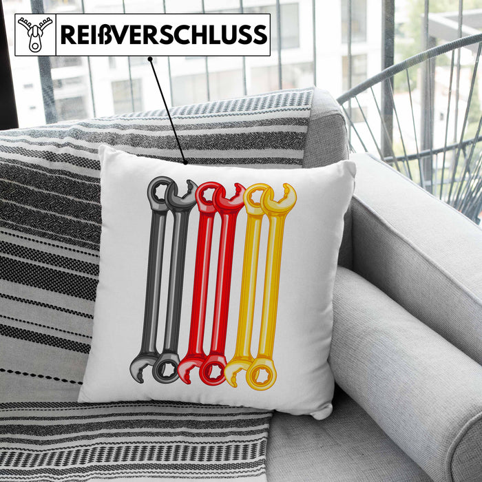 KFZ Mechaniker Geschenk Lustig Kissen mit Füllung 40x40 Automechaniker Mechatroniker Werkstatt Kissen mit Füllung 40x40 Deutschland Flagge (Grau) Rosa Trendation