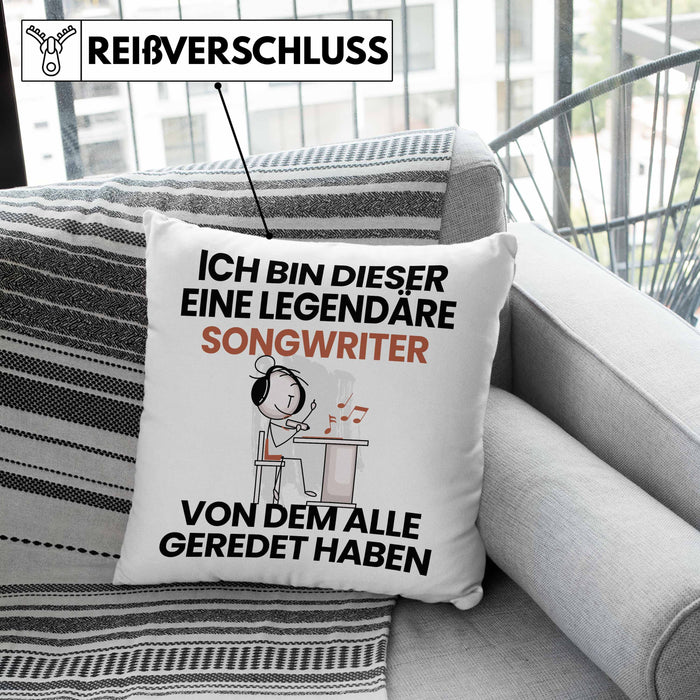 Songwriter Geschenk Kissen mit Füllung 40x40 Lustige Geschenkidee Geburtstag für Songwriter Ich Bin Dieser Legendäre Songwriter Von Dem Alle Geredet Haben (Grau) Rosa Trendation