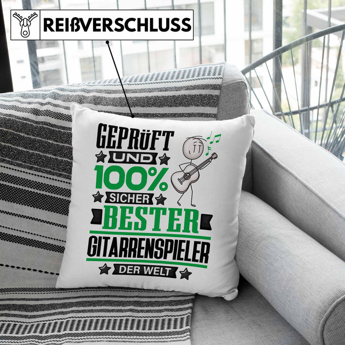 Gitarrenspieler Geschenk Lustiger Spruch für Gitarrenspieler Geschenkidee Bester Gitarrenspieler Der WeltKissen mit Füllung 40x40 (Grau) Grün Trendation