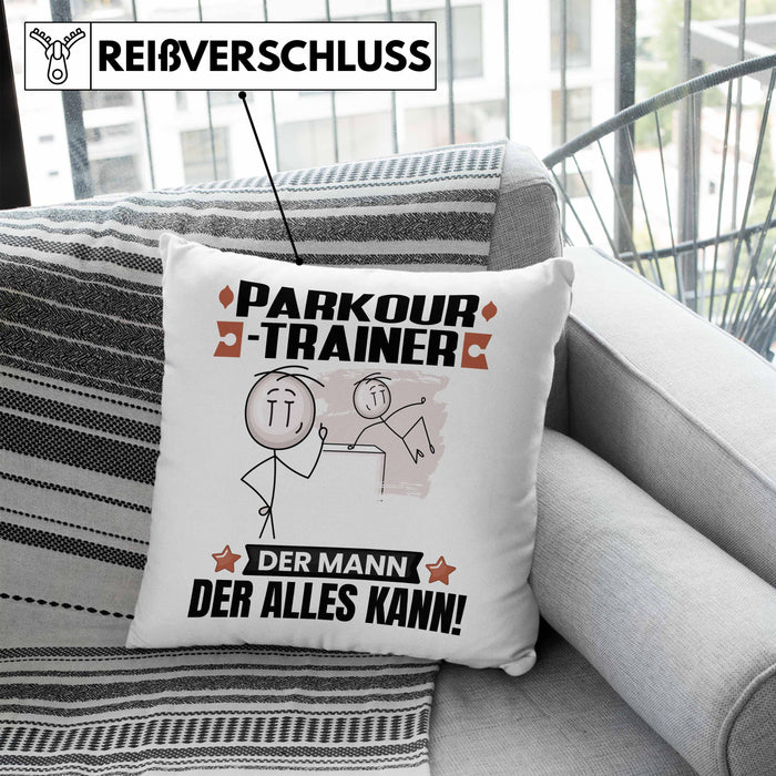 Parkour-Trainer Kissen mit Füllung 40x40 Geschenk für Parkour-Trainer Der Mann Der Alles Kann Geschenkidee zum Geburtstag (Grau) Blau Trendation