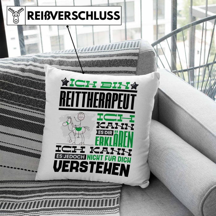 Reittherapeut Geschenk Kaffee-Kissen mit Füllung 40x40 Geschenkidee für Reittherapeut Ich Bin Reittherapeut Ich Kann Es Dir Erklären Jedoch Nicht Für Dich Verstehen Spruch Lustig (Grau) Blau Trendation