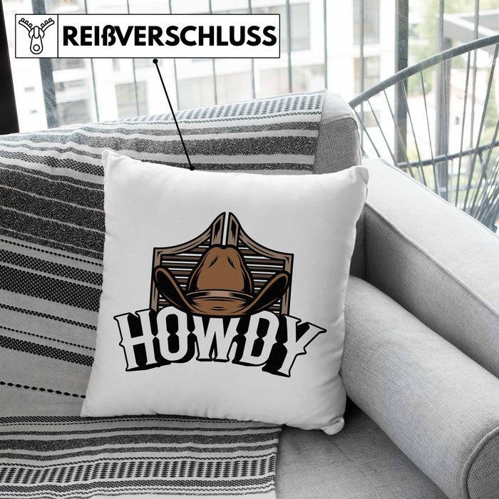 Lustige Kissen mit Füllung 40x40 für Line Dance Fans Howdy Cowboy Geschenkidee (Grau) Grün Trendation