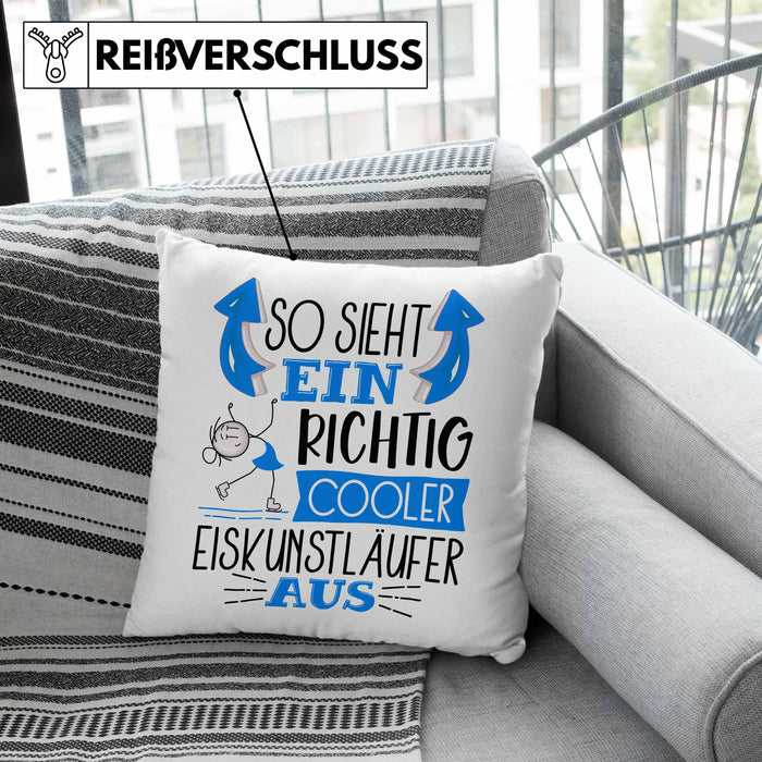 Eiskunstläufer Kissen mit Füllung 40x40 Geschenk So Sieht Ein Richtig Cooler Eiskunstläufer Aus Geschenkidee Spruch Lustig (Grau) Grau Trendation