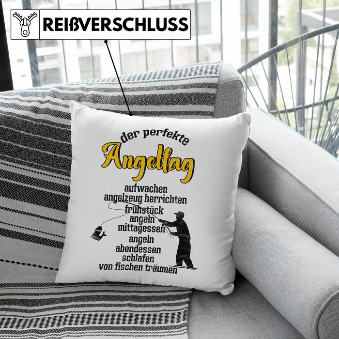 Kissen mit Füllung 40x40 für Angler Geschenk für Fischer Geschenkidee (Grau) Blau Trendation