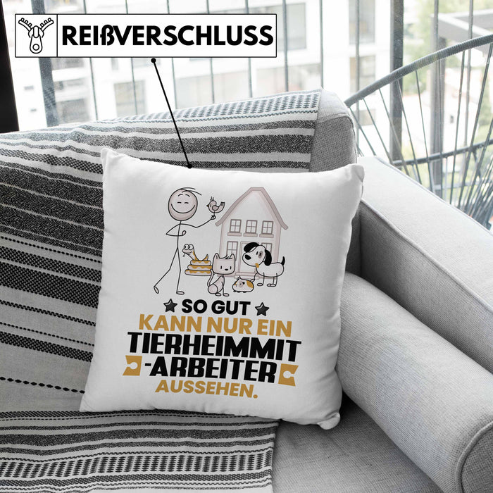 Tierheimmitarbeiter Geschenk Kissen mit Füllung 40x40 So Gut Kann Nur Ein Tierheimmitarbeiter Aussehen Geschenkidee (Grau) Grau Trendation