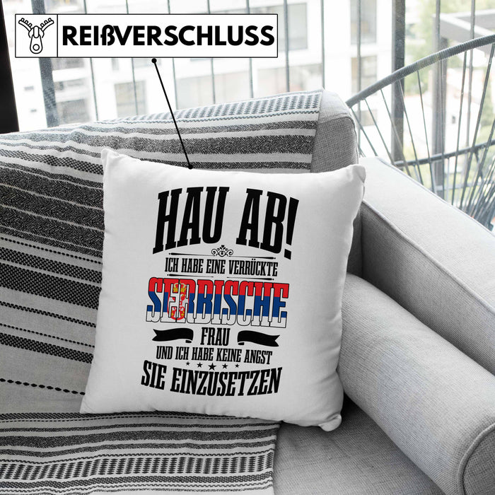 Lustige Kissen mit Füllung 40x40 für Serben Spruch Serbische Frau Lustig Serbien (Grau) Grau Trendation